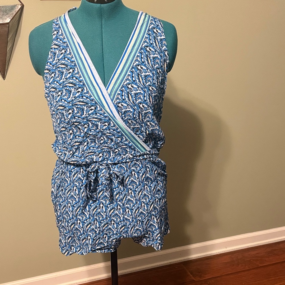Blue Patterned Women's Jumpsuit